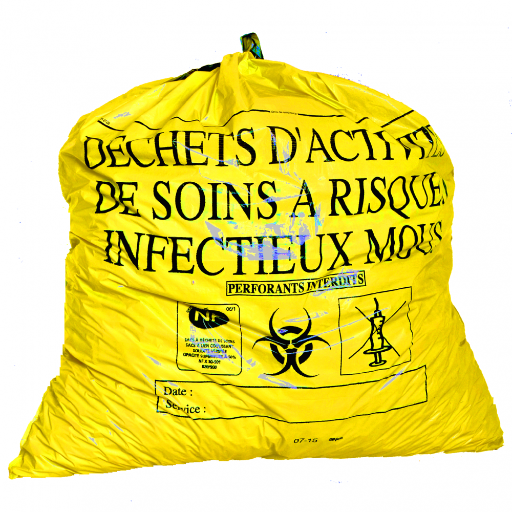 SAC PEBD DASRI JAUNE 50L 24 ROULEAUX DE 25 - Laboratoires Humeau